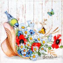 Serwetka decoupage firmy AMBIENTE bukiet w kapeluszu 25x25cm